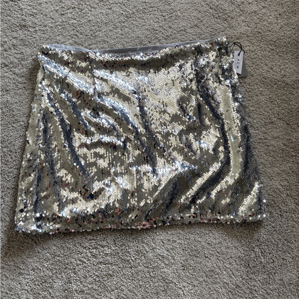 Silver Sequin Mini Skirt Night Out